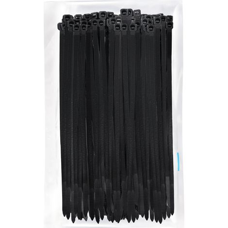 Lot de 100 serre-câbles noirs - 200 mm x 4,8 mm - Résistant aux UV - Résistant aux intempéries - Résistant à la température - 22 kg - Résistance à la traction - Pour l'intérieur, l'extérieur (1/5)