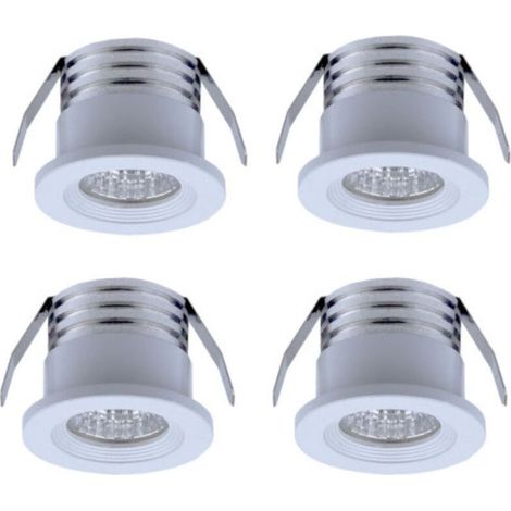 Lot de 4 mini spots LED encastrables 3 W – Lumière chaude 3000K – Aluminium avec verre mat – Pour éclairage intérieur – IP22