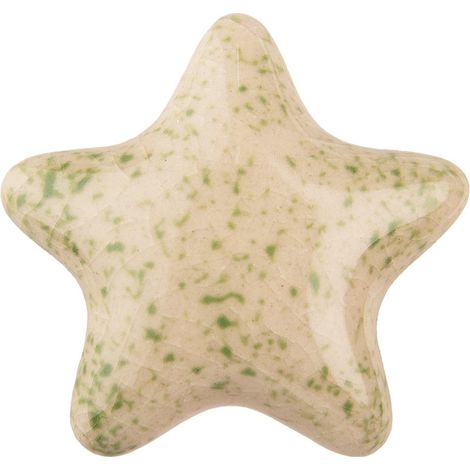 Bouton de Porte et de Meuble en Céramique en Forme d'Étoile Vert et Blanc 4 cm - PANGIVO (1/2)