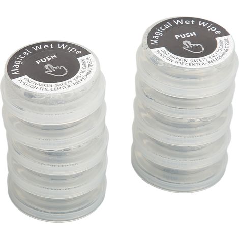 Lot de 10 lingettes compressées individuelles jetables pour les mains, idéales pour une utilisation en extérieur. (1/5)