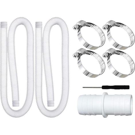 Tuyau de piscine de rechange en polyéthylène blanc de 32 mm pour pompes filtrantes – Tube flexible avec clips 1,5 m (1/5)