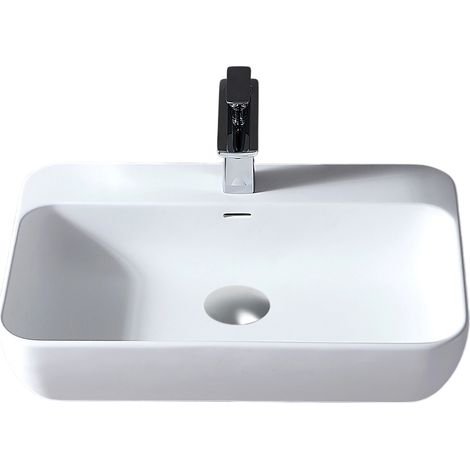 BERNSTEIN - Vasque moderne 60x40x14cm Lavabo en fonte, Lave main suspendu à poser, sans robinet ni bonde - TWG201 (1/5)