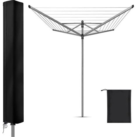Séchoir rotatif avec housse de protection, séchoir à linge rotatif avec fermeture éclair, Oxford 420D, imperméable, coupe-vent et résistant aux UV, indéchirable (160 x 15 x 15 cm) (1/5)