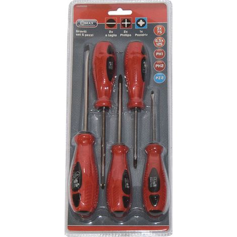Giraviti Cacciaviti a Taglio Croce PH PZ in Acciaio Set 5 Pz Masidef