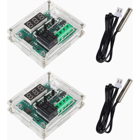 2 Pièces Module de Contrôleur de Température avec sonde NTC étanche -50110 ℃, Module de Thermostat Numérique à Affichage XH W1209 avec Sonde NTC Etanche, Commutateur de Module de Contrôle (1/5)