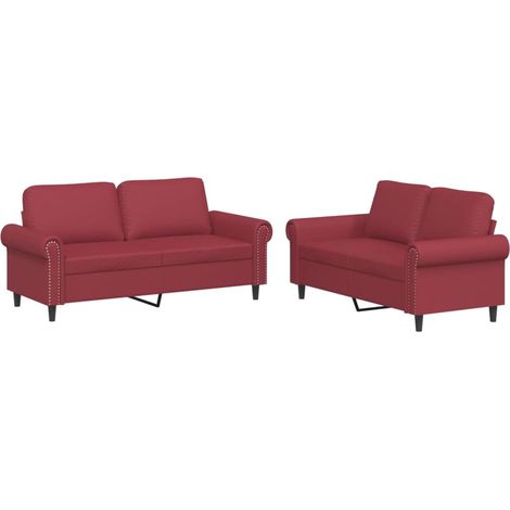 Maison Exclusive - Set di Divani 2 pz con Cuscini Rosso Vino in Similpelle
