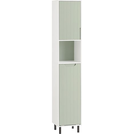 SoBuy Armadio Colonna Bagno Mobiletto Salvaspazio Scaffale Alto Mobiletto Bagno Con Portabianchiera Verde 31x30x167cm BZR137-GR