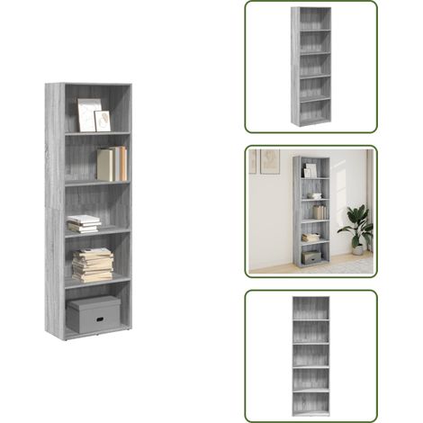 Bücherregal Grau Sonoma 60x30x189 cm Holzwerkstoff - Bücherregal - Bücherregale - Bücherständer - Bücherschrank (1/5)