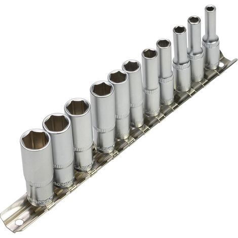 Lntyq langer Steckschlüsselsatz 1/4" 4-13 mm Sechskant 6-kant Innensechskant Steckschlüsselsatz, Silber (1/3)