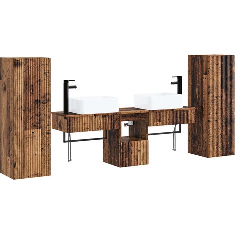 Maison Exclusive - Sada koupelnového nábytku 5 ks Staré dřevo 33 x 34,5 x 100 cm (1/5)