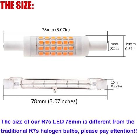 R7S LED 78mm Dimmable Blanc Chaud 2700K 5W J78 Lampe LED 450lm remplace la lampe halogène 50W Illuminant 230V 83 Ra, pack de 2 [Classe énergétique E] (1/3)