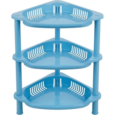 Mensola Angolare Salvaspazio in Plastica a 3 Ripiani, 28x21x34 cm (1/5)