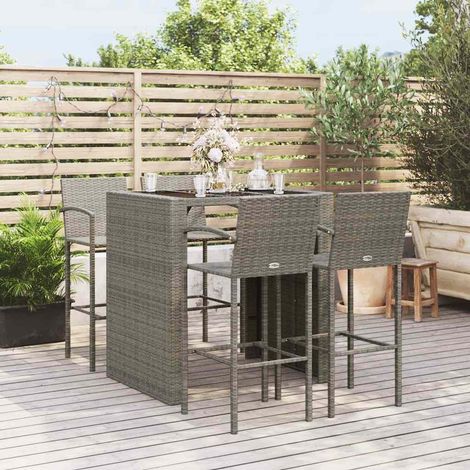 vidaXL Ensemble de bar de jardin 5 pcs gris résine tressée (1/5)