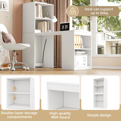 130x51x137 cm. Tablette pliante multifonctionnelle qui combine à la fois un bureau et un meuble de rangement. Elle dispose de quatre compartiments pour une organisation efficace des affaires. (1/5)