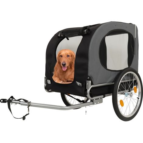 Remolque para bicicleta para perros, toldo para todas las estaciones, estructura plegable rápida, GRIS (1/2)