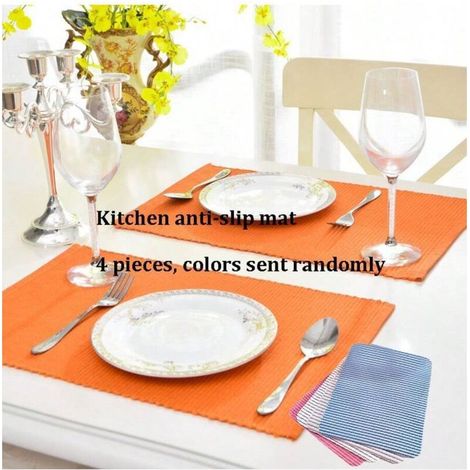 Set de Tapis de Cuisine Anti-dérapants (30x40cm x4) - Couleurs aléatoires, résistant à l'huile et à l'eau, protection pour plan de travail (1/4)