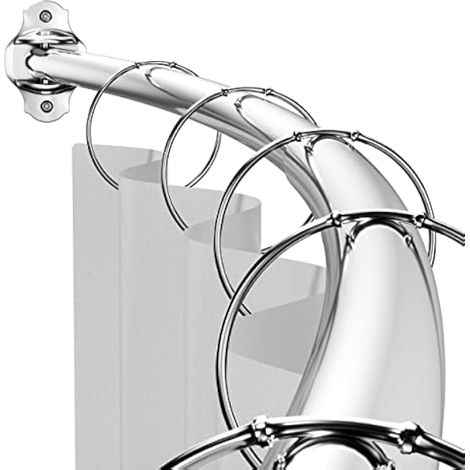 Tringle à rideau de douche incurvée et réglable de 101,6 à 183 cm, extra large et incurvée pour salle de bain, en acier inoxydable de qualité supérieure, pour douche, baignoire, argenté (1/5)