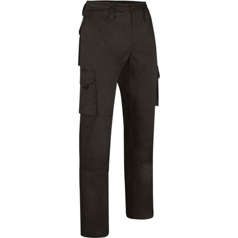 Pantalón de trabajo reforzado y multibolsillos para herramientas, diseño ajustado, en sarga gruesa VALENTO METIER 48 Negro