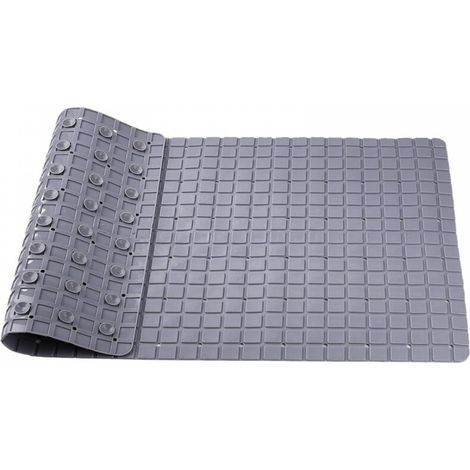 Tapis de douche antidérapant Tapis de baignoire avec ventouse Trous de drainage pour baignoires et douches Tapis anti-moisissure Long 70 x 40 cm Gris (1/4)