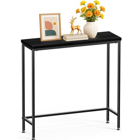 VOUNOT Slim Console Table, Metal Frame Entryway Table, 75x24x75 cm, Black