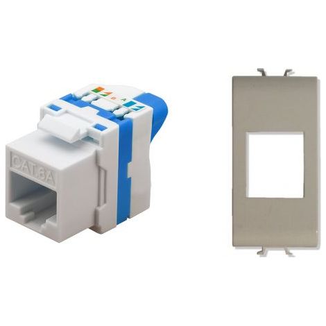 TechLy presa di rete RJ45 UTP CAT.6a tooless + Gewiss Chorus bianca
