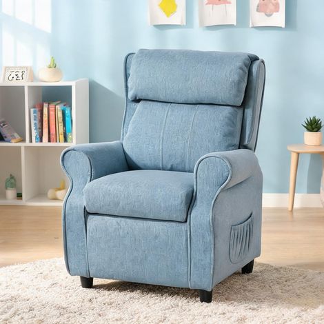 Fauteuil relax en tissu lin bleu pour enfant 3-5 ans en lin (1/5)