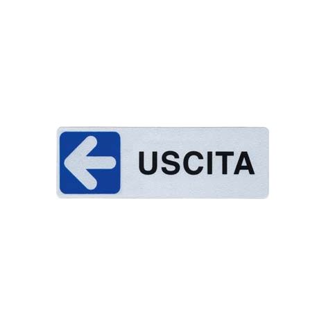 TARGHETTA ADESIVA USCITA (FRECCIA A SINISTRA)- - cm.15X5h. - 10 pezzi