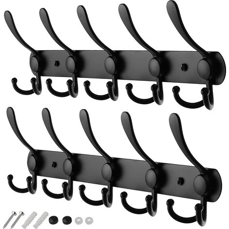 Patères murales en acier inoxydable, lot de 2, crochets muraux robustes, cintres en acier inoxydable (1/5)