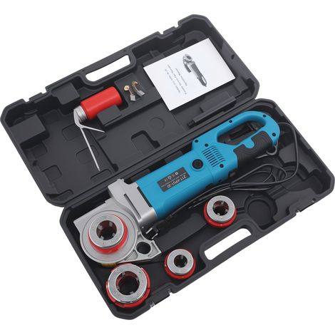 Fileteuse électrique 2000W bleu – Moteur cuivre pur, 22 tr/min, Lot avec 4 filières (1/2", 3/4", 1", 1-1/4"), pour tubes acier et PVC – Usage professionnel (1/5)
