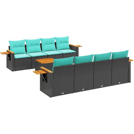 Maison Exclusive - Set Divani da Giardino 9 pz con Cuscini Nero in Polyrattan