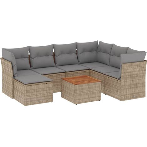 Maison Exclusive - Patio Sofa Set 7 plaza Mezcla beige y gris (1/5)