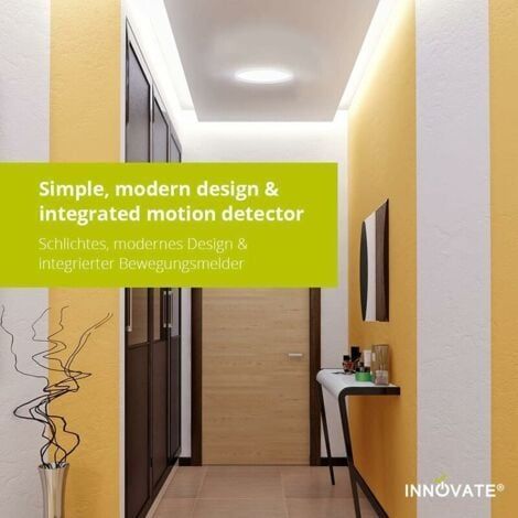 Plafonnier Plafonnier LED avec Détecteur de Mouvement Lampe de Lumière Automatique pour Extérieur Balcon Garage Entrée Couloir Luminaire rond Facile à Installer Lampe de Plafond 6000K Blanc Froid, 12 (1/5)