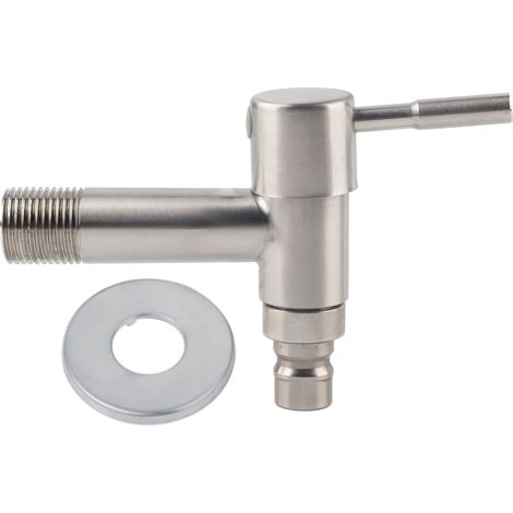 Beyamis Robinet mural d'eau froide G1/2" en acier inoxydable pour machine à laver, piscine et autres surfaces. (1/5)