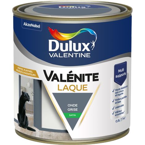 Dulux Valentine Peinture Laque Valénite Intérieur et Extérieur Multi-supports - Finition parfaite et lisse, Haute Résistance - Satin Onde Grise 0,5 L (1/5)