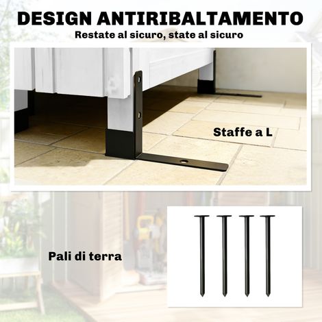 Coffre en bois pour jardin, rangement extérieur avec étagères ajustables et toit en acier galvanisé