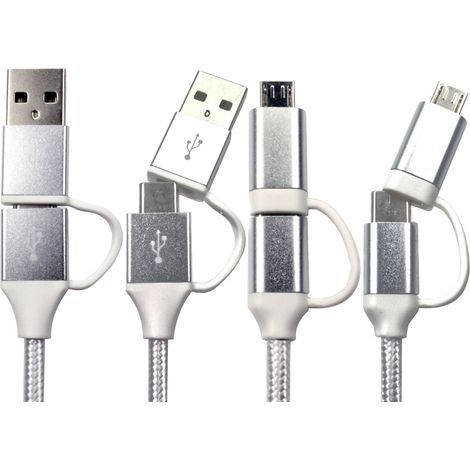 Câble USB RS PRO USB A, USB C, 1.5m, Blanc ( Prix pour 1 )