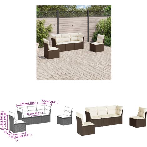5-tlg. Garten-Sofagarnitur mit Kissen Braun Poly Rattan - Gartensorte - Gartenmöbelset - Lounge Set - Outdoor Möbel - Rattan Sofa - Home & Living (1/3)