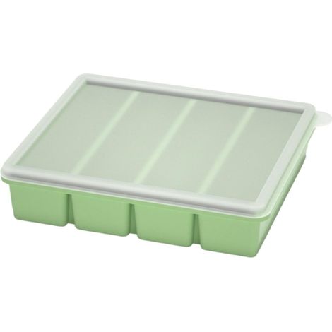 Eiswürfelform Groß Silikon mit Deckel, BPA Frei Eiswürfelform eckig, Eiswürfelbehälter 4-Fach, 14.5 CM Ice Cube Tray für Bier Cocktails Whiskey Cocktails Gefrierportionen (1/5)