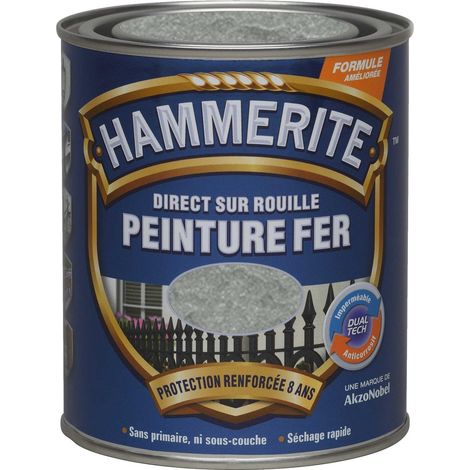 Peinture Direct Sur Rouille Martelée Gris Argent 0,75 L - Hammerite