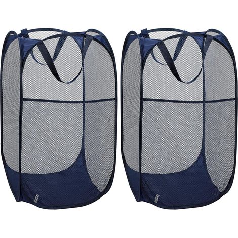 Panier À Linge Pop-up - Filet Aéré Pliable Léger - Pour Chambre D'enfant Dortoir Étudiant Maison Voyage Camping - Noir - 1 Pièce