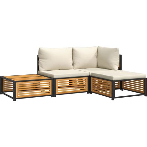 Maison Exclusive - Salon de jardin avec coussins 4 pcs bois d'acacia massif (1/5)