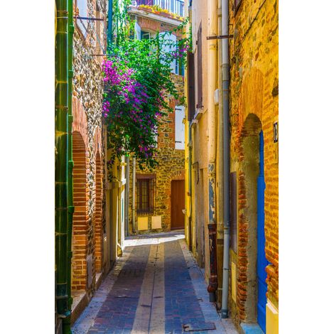Tableau sur toile ruelle de Collioure 30x45 cm - Impression sur Toile Murale Décorative - Image imprimée en HD sur Toile - Toile sur Châssis en Bois FSC - Fabriqué en France (1/4)