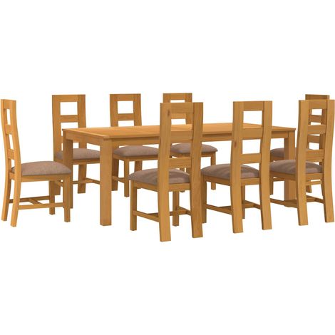 Ensemble de salle à manger 9 pc Gris Bois de chêne massif vidaXL (1/5)