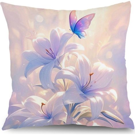 Housse de coussin patio floral, décoration canapé extérieur élégant,40×40cm (1/5)