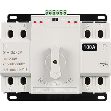 Commutateur double alimentation 2P/4P - Dispositif de transfert automatique triphasé - 400 V 125 A - Photovoltaïque pour générateur solaire - Sauvegarde UPS (2P100A) (1/5)