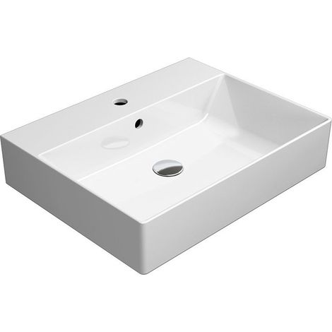 Lavabo KUBE X en céramique 60x47cm, blanc mat (1/4)