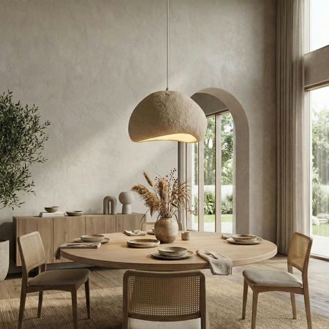 Suspension beige design organique 1 abat-jour NOXIS