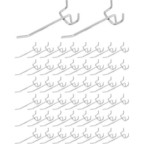50X Crochet pour Panneau Perforé Mural, Acier Massif de 5 mm avec Revêtement Antirouille, pour les Garages, Remises à Outils, Ateliers(10 cm) (1/5)
