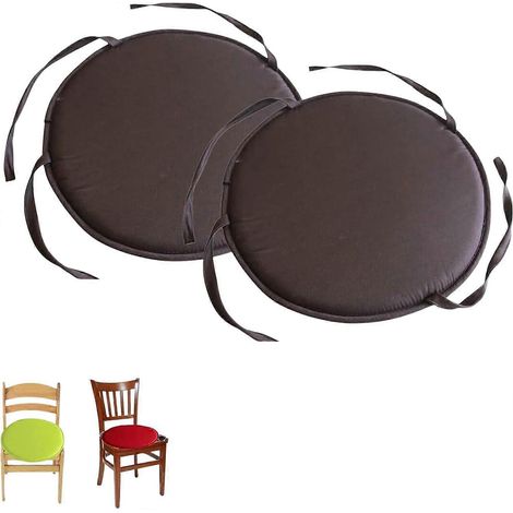 Coussins de chaise ronds 38 cm, amovibles, résistants à la décoloration, avec attaches, doux et respirants, pour salle à manger et cuisine (1/5)