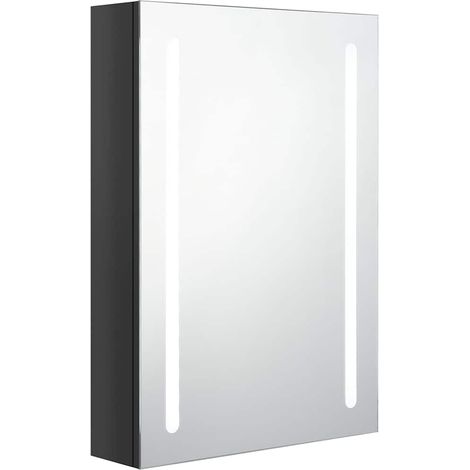 Armadietto Bagno Mobile da Bagno con Specchio e LED Nero Lucido 50x13x70 cm (1/5)